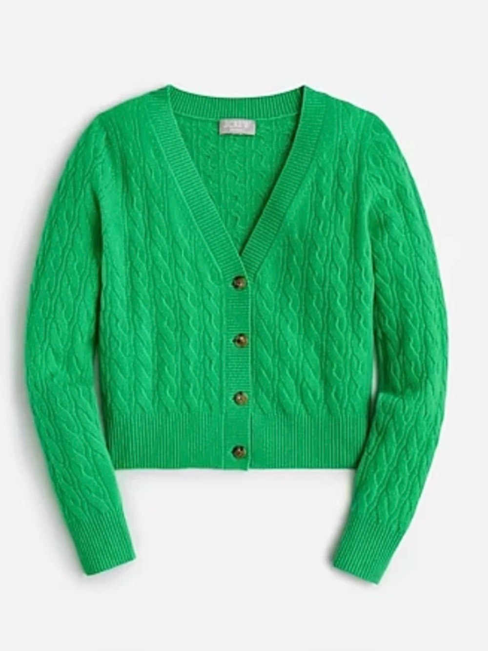 NWT$158 J. Crew 💯 Cashmere Shrunken Cable-Knit V-Neck Cardigan, M, Medium - Picture 7 of 7